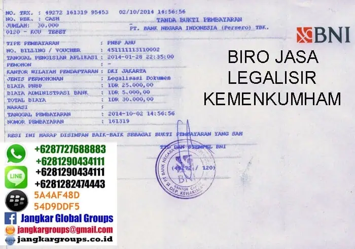 Biaya Legalisir Ijasah Kemenkum HAM