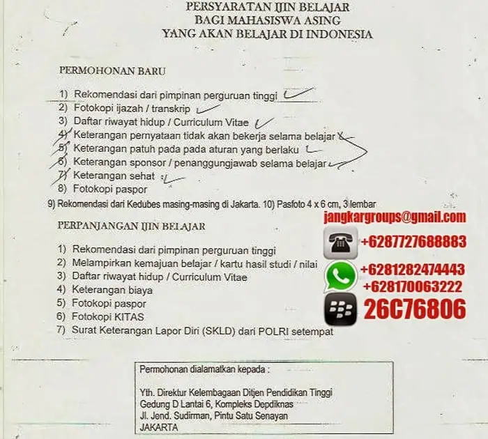 IJIN BELAJAR MAHASISWA ASING