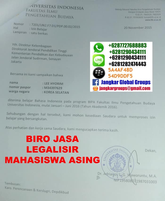 izin belajar mahasiswa asing