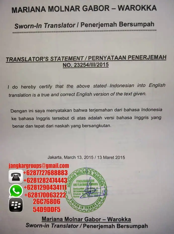 Penerjemah English Tersumpah