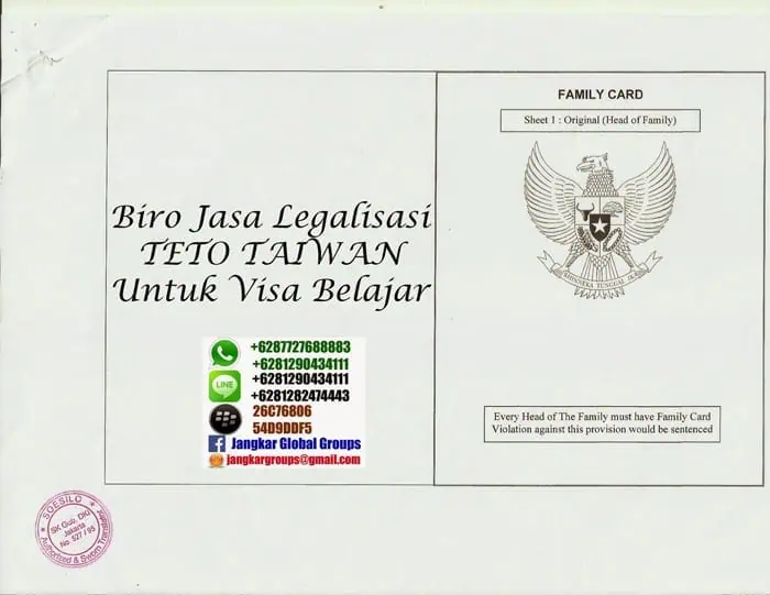 Legalisir Visa Belajar Di TETO Taiwan