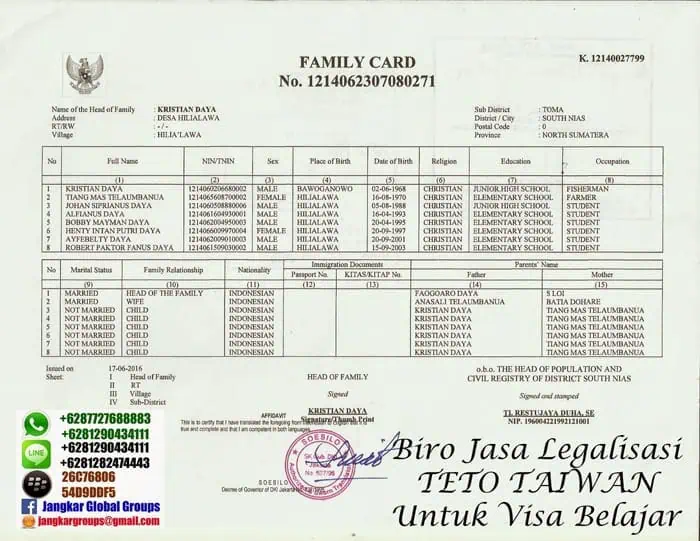 Legalisir Visa Belajar Di TETO Taiwan