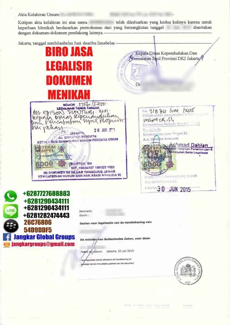 legalisir akta kelahiran belanda