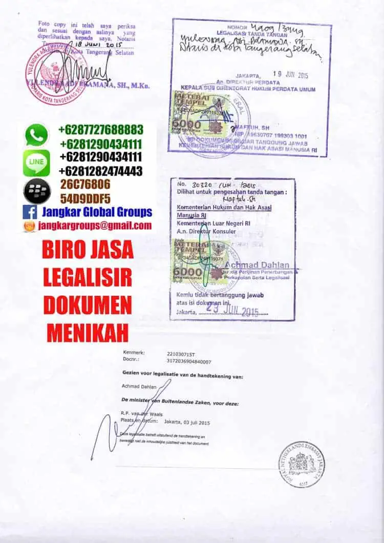 legalisir singel skbm kua belanda