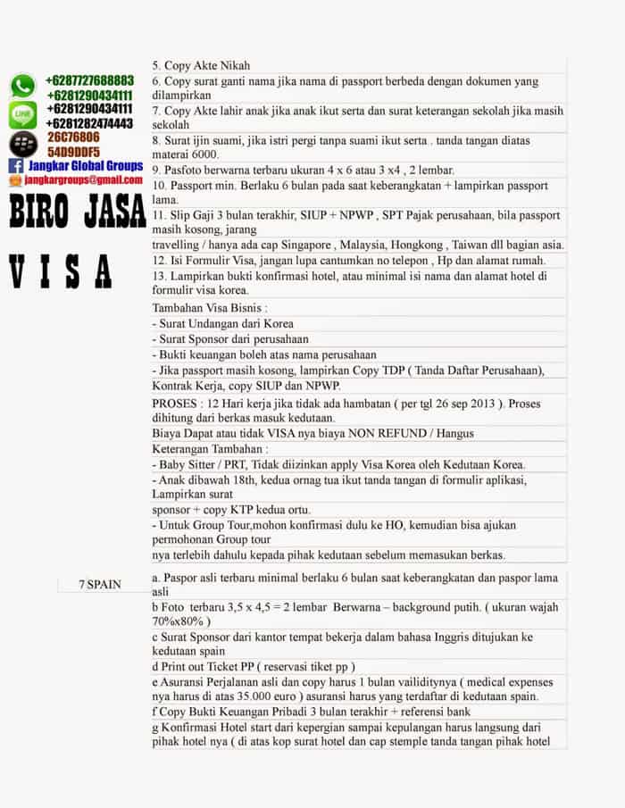 Persyaratan visa touris 