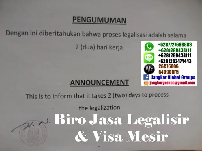 legalisir di kedutaan mesir