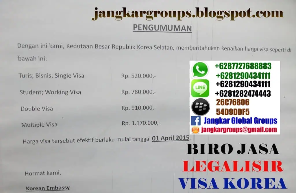 biaya visa korea