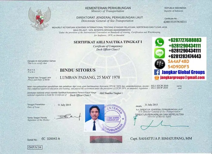 legalisir ijazah sertifikat bindu pelaut kemenhub