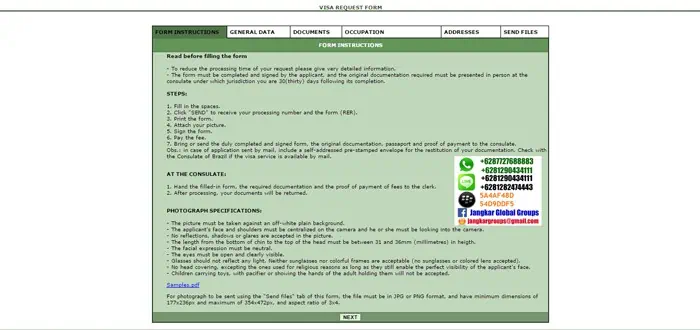 form-instruction-online-visa-brazil, VISA KERJA BRAZIL