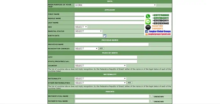 form-visa-brazil, VISA KERJA BRAZIL