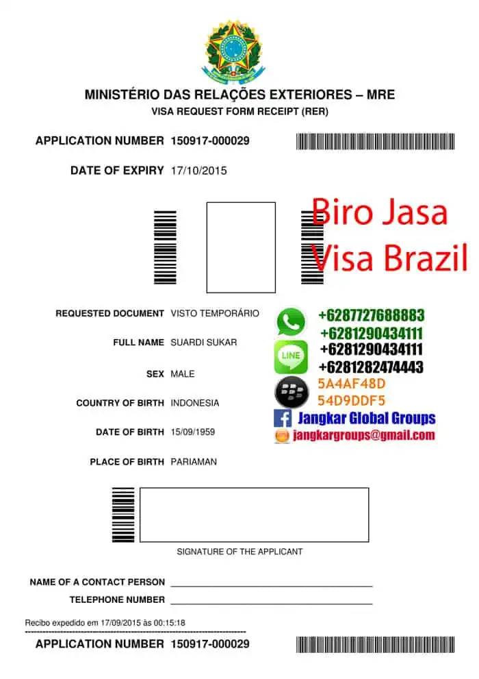 formulir-visa-brazil, VISA KERJA BRAZIL