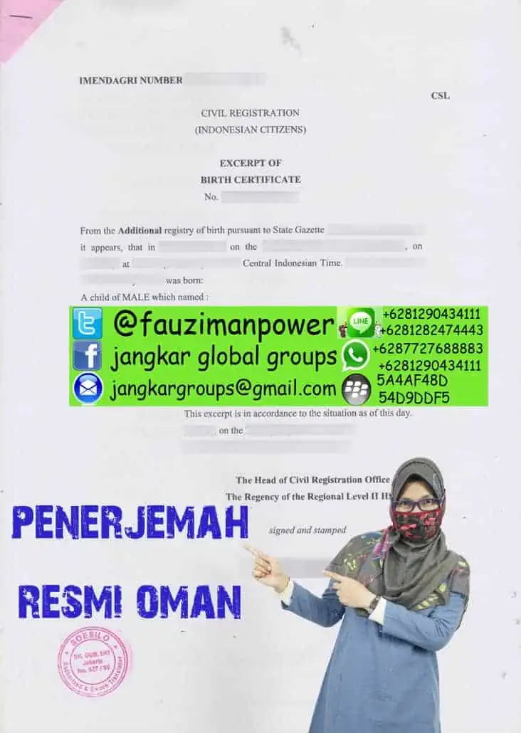 penerjemah resmi akta kelahiran oman