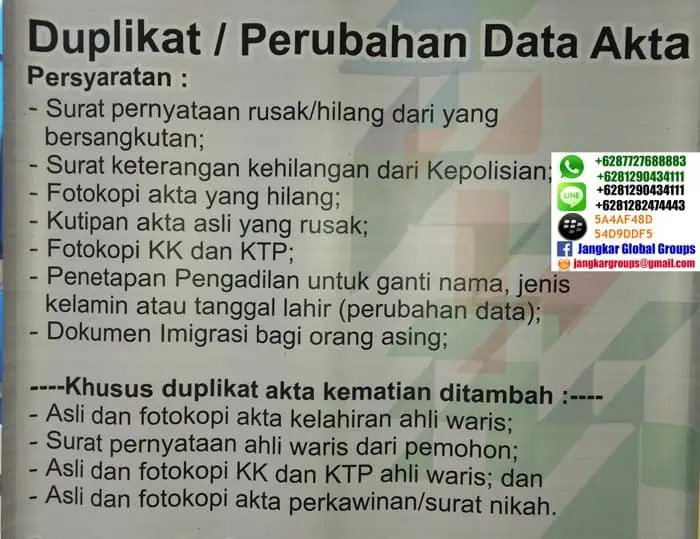 duplikat atau perubahan data akta kelahiran