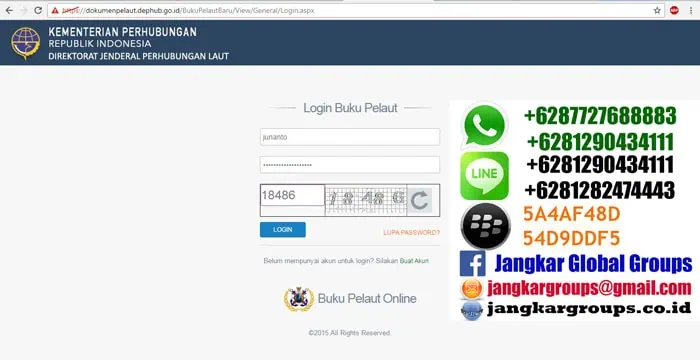 login persyaratan permohonan buku pelaut online