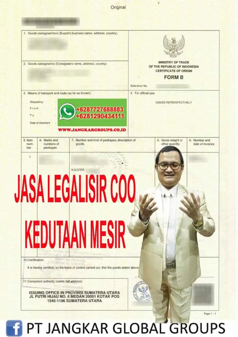 JASA LEGALISIR COO KEDUTAAN MESIR