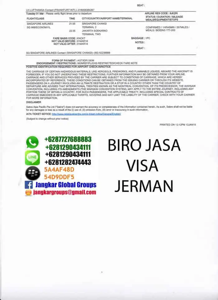 bocking-ticket-pesawat, persyaratan visa bisnis jerman