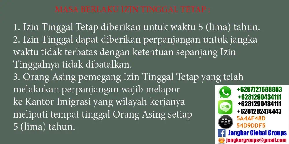 masa berlaku itap, IZIN TINGGAL TETAP