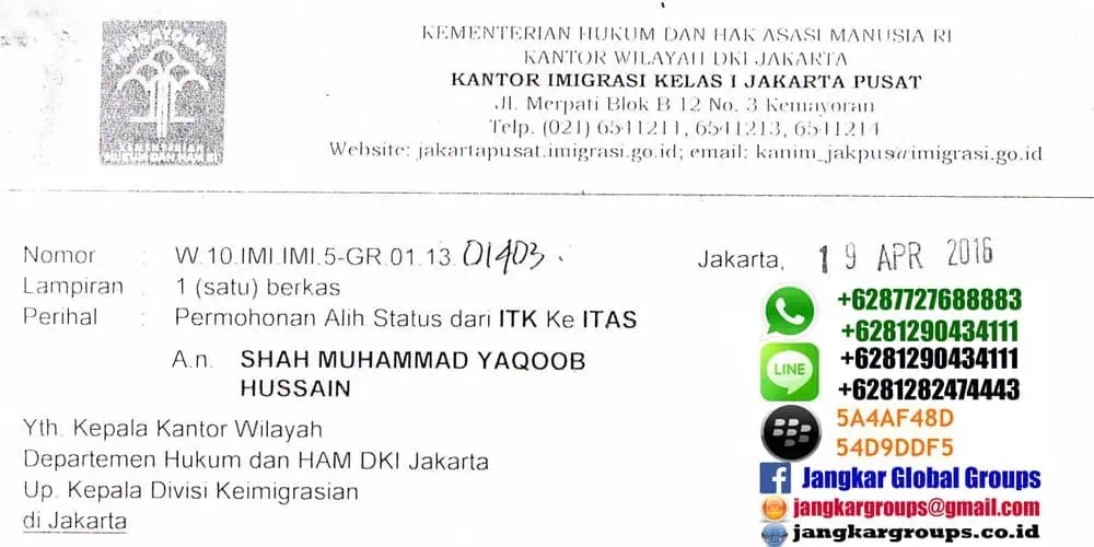 alih status dari visa itk ke itas