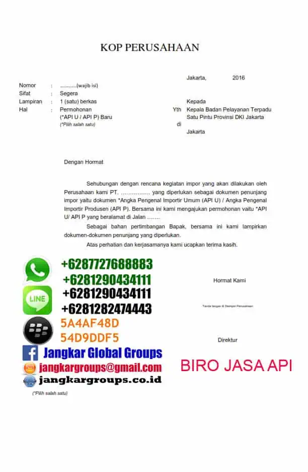 Surat Permohonan API Baru