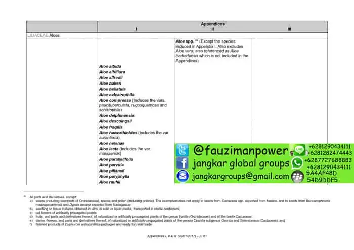 tumbuhan satwa liar cites Appendices 2017-A_061