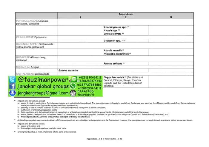 tumbuhan satwa liar cites Appendices 2017-A_066