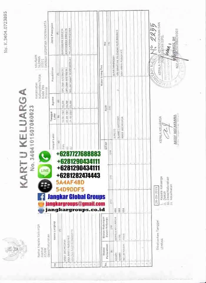 Kartu keluarga persyaratan visa turis korea