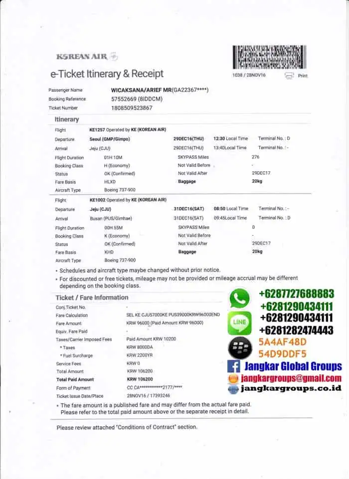 Tiket PP persyaratan visa turis korea