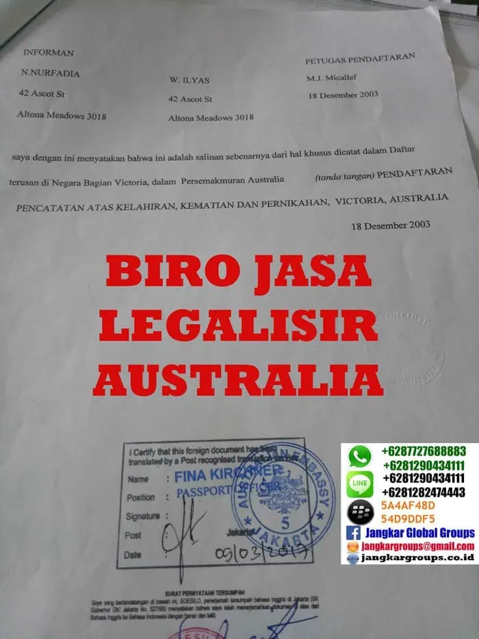 legalisir akta kelahiran kedutaan australia2