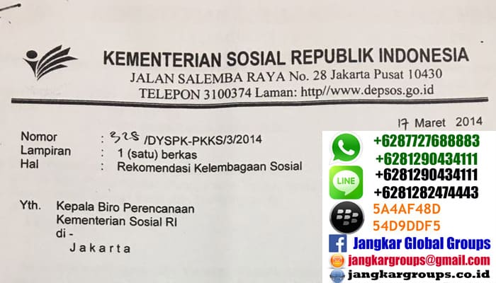 surat permohonan rekomendasi rptka dari kemensos