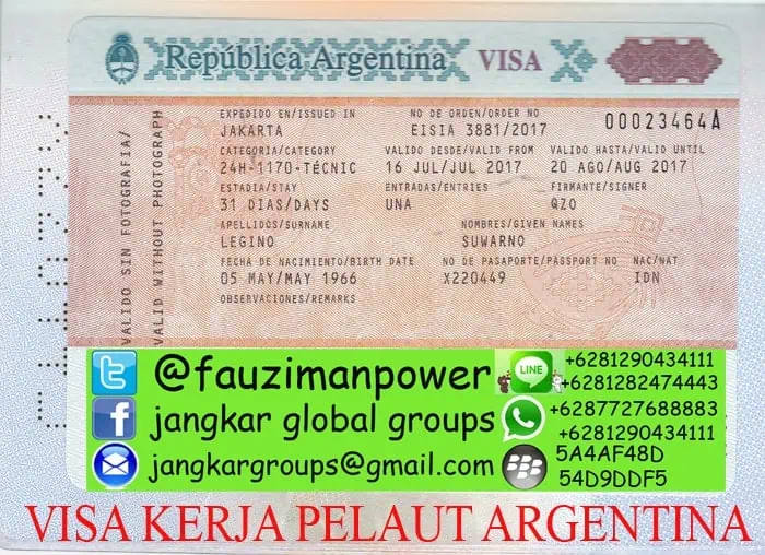 visa kerja pelaut argentina