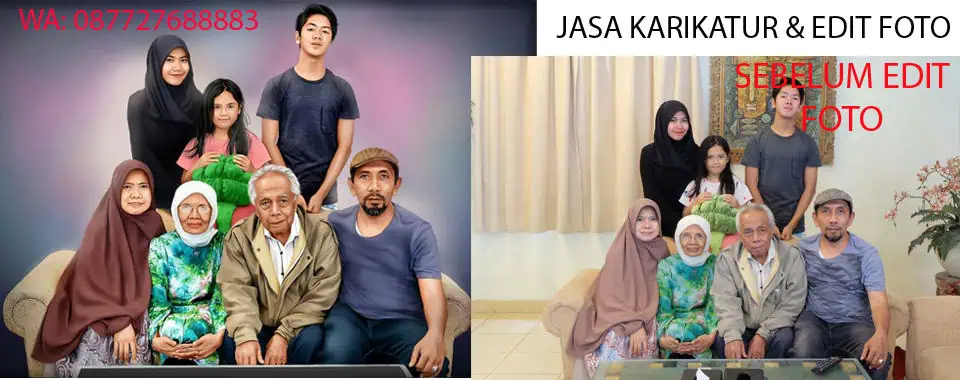 JASA EDIT FOTO KARIKATUR edit foto keluarga