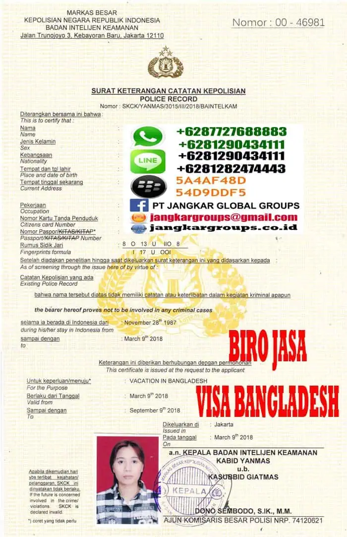 skck persyaratan visa turis bangladesh