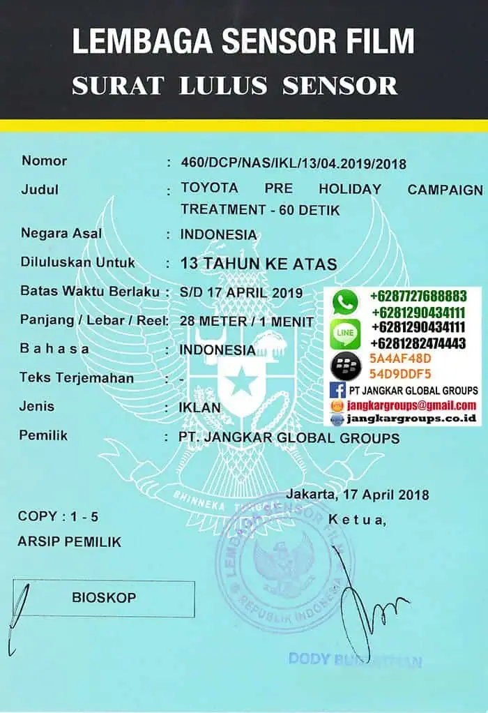 surat lulus sensor toyota pre holiday