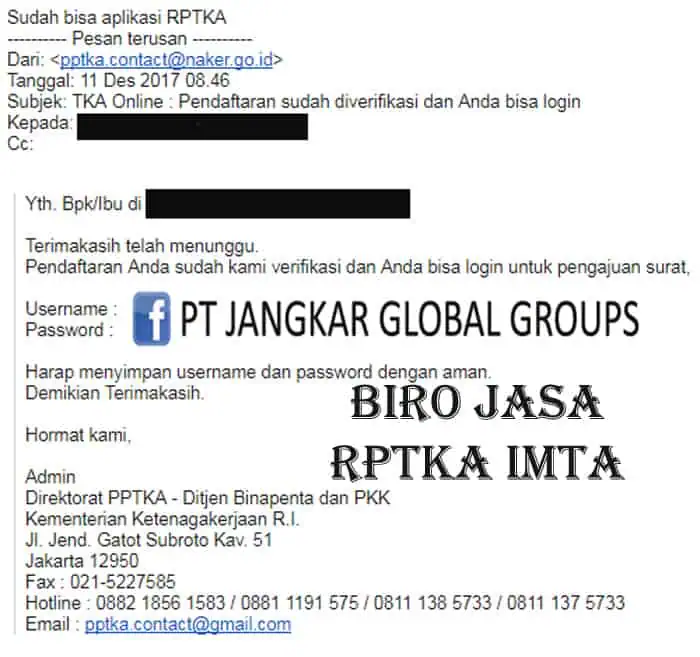 Pendaftaran Perusahaan TKA Online