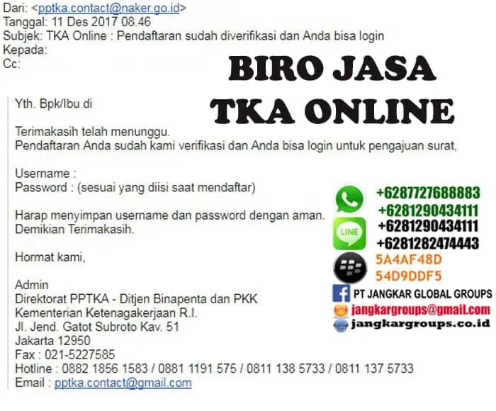 pendaftaran sudah di verifikasi tka online