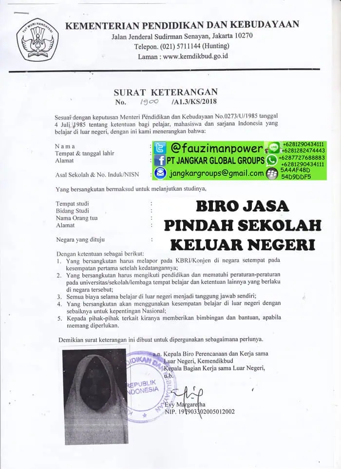 surat keterangan pindah sekolah dari kemendikbud