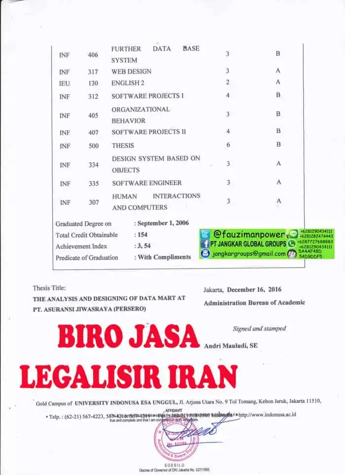 Translate transkrip esa unggul3 - atestasi ijazah di kedutaan iran