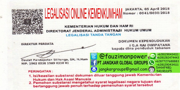 legalisasi kemenkumham online