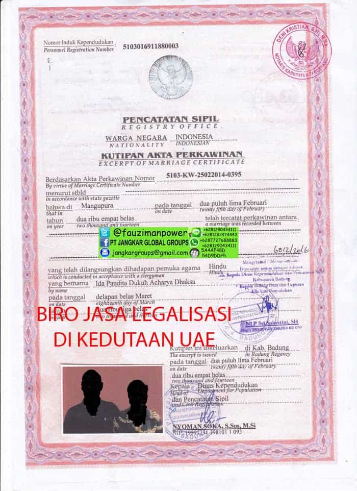 legalisir akta perkawinan di kedutaan uae