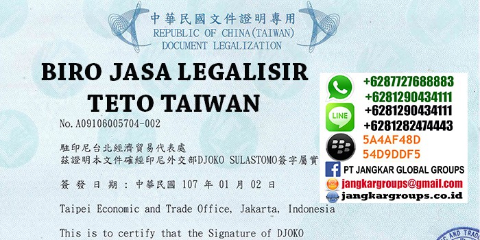 persyaratan legalisir surat pengalaman kerja di teto taiwan