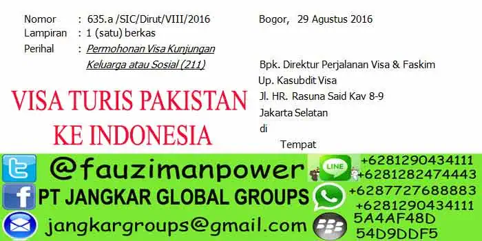 VISA TURIS PAKISTAN KE INDONESIA