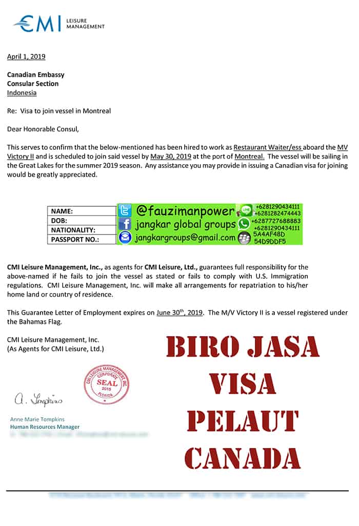 Canadian Visa Letter