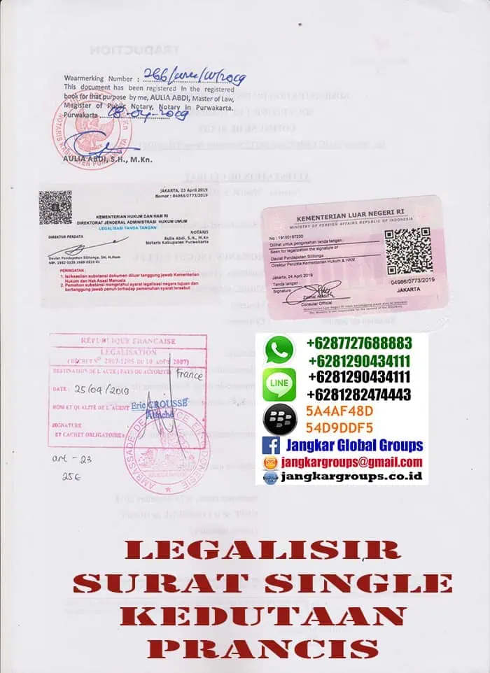 Legalisir surat singel di kedutaan prancis2