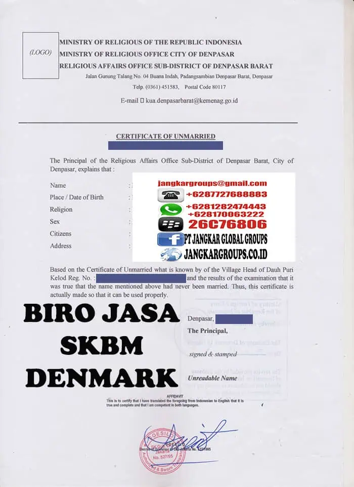 CONTOH SURAT SINGEL SKBM DENMARK