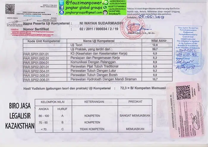 legalisir sertifikat spa di kedutaan kazaksthan