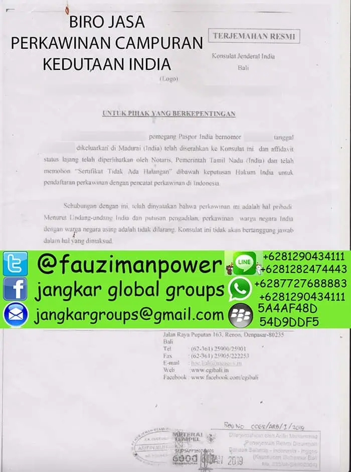 contoh terjemah noc india