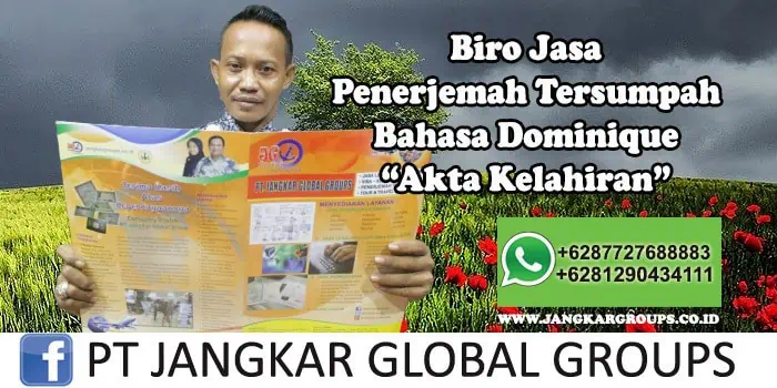 Biro Jasa Penerjemah Tersumpah Bahasa Dominique Akta kelahiran