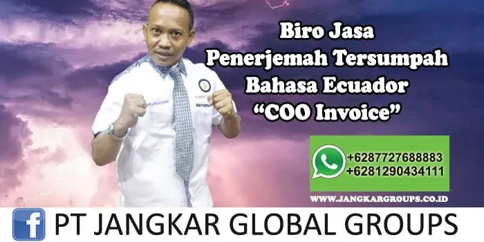 Biro Jasa Penerjemah Tersumpah Bahasa Ecuador COO Invoice