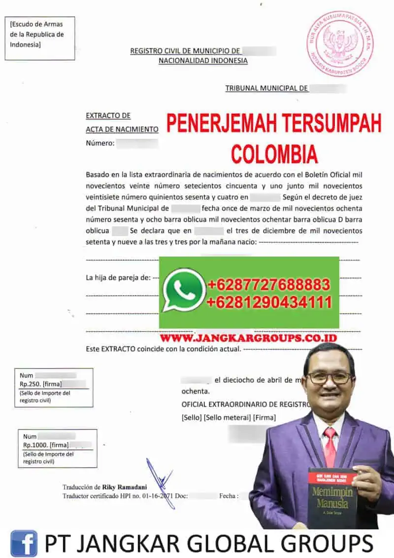 PENERJEMAH TERSUMPAH COLOMBIA