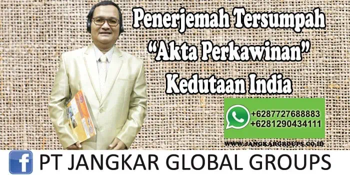 Penerjemah tersumpah Akta Perkawinan Kedutaan India